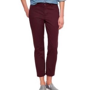 GAP Burgundy Slim City Khakis Ankle Pants